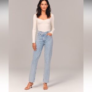 Abercrombie & Fitch NEW Ultra High Rise 90s Straight Jean Criss-Cross Waistband